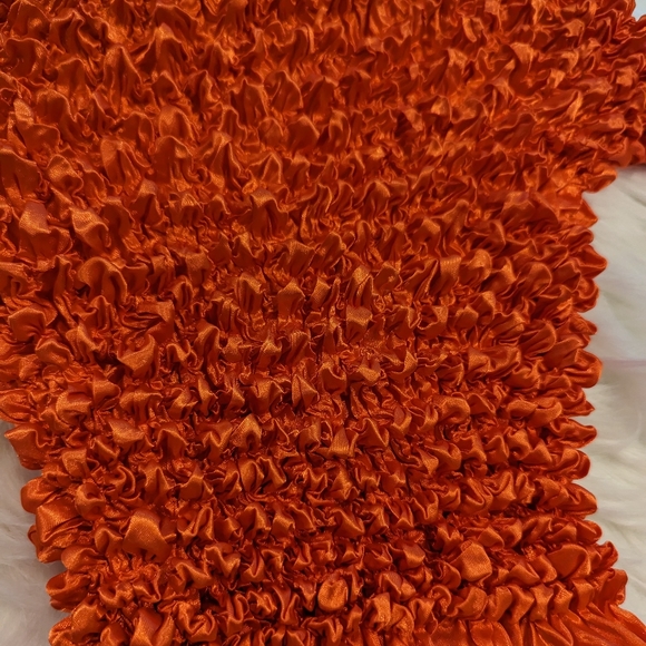 Vintage y2k Burnt Orange Popcorn Shirt Half Sleeve with Ruffle Accents - Picture 2 of 2